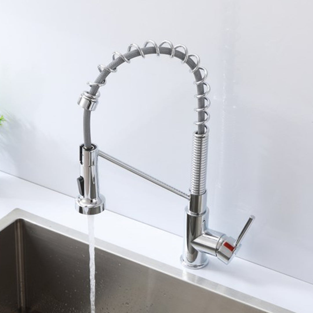 Single Handle Pull Down Sprayer Kitchen Faucet In Chrome Chrome Finish - KITCHEN & BATH by Joshua Marshal