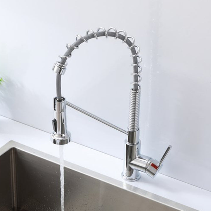 Single Handle Pull Down Sprayer Kitchen Faucet In Chrome Chrome Finish - KITCHEN & BATH by Joshua Marshal