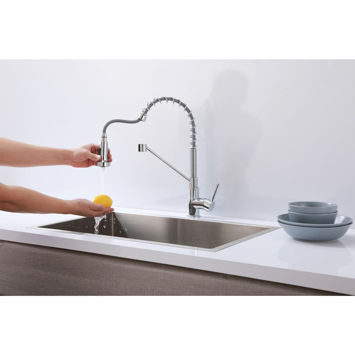 Single Handle Pull Down Sprayer Kitchen Faucet In Chrome - View 2 - Joshua Marshal