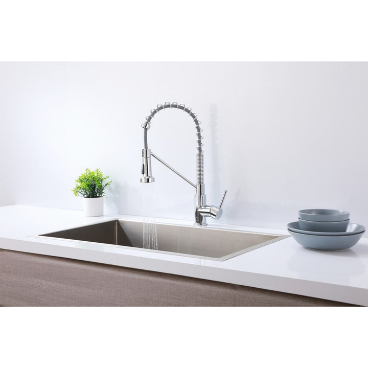 Single Handle Pull Down Sprayer Kitchen Faucet In Chrome - View 4 - Joshua Marshal