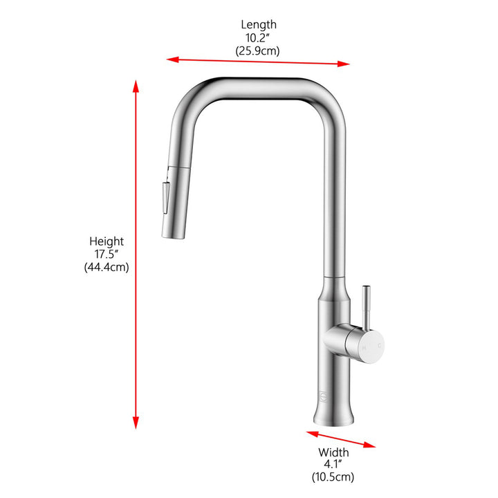 Single Handle Pull Down Sprayer Kitchen Faucet In Brushed Nickel - View 5 - Joshua Marshal