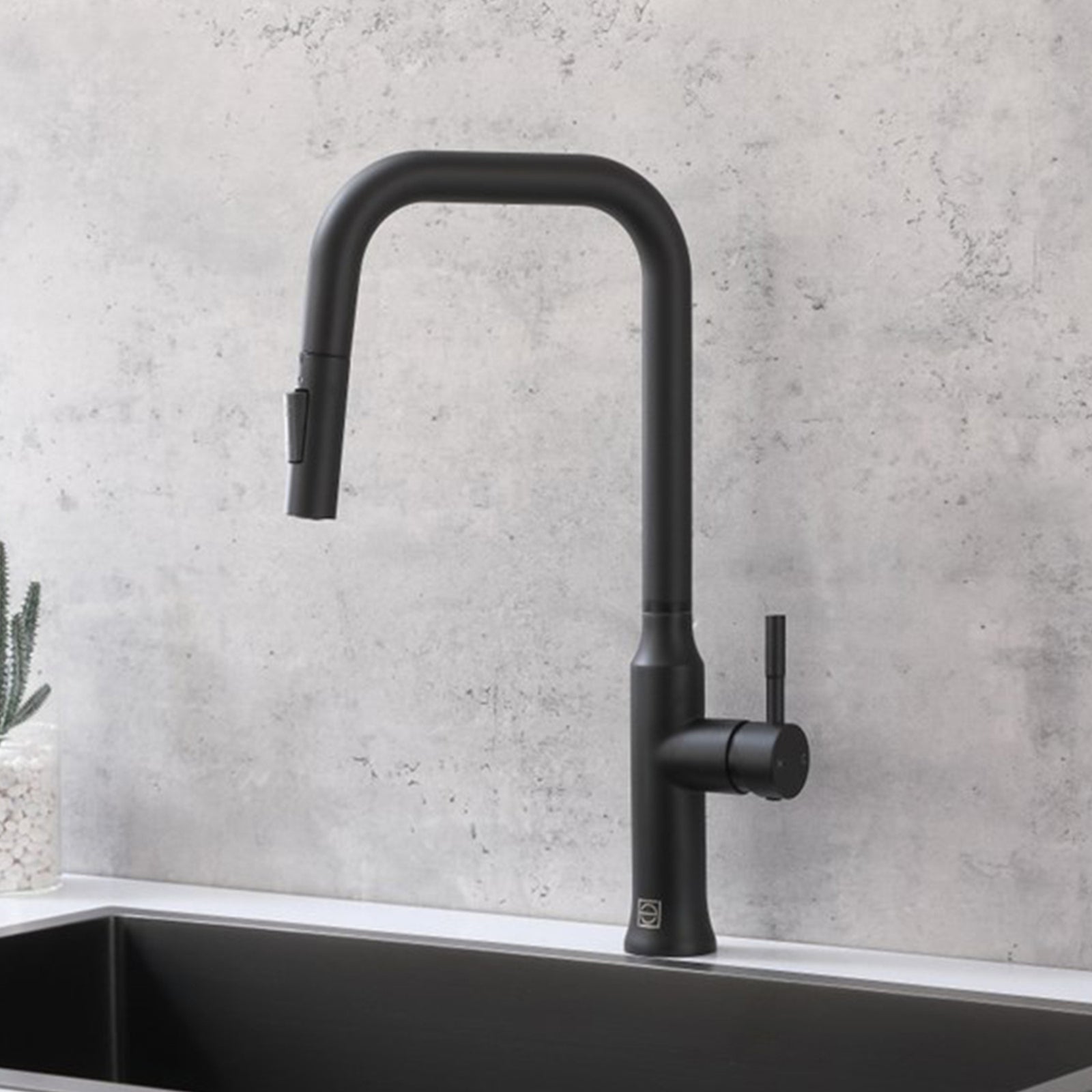 Single Handle Pull Down Sprayer Kitchen Faucet In Matte Black Matte Black Finish - KITCHEN & BATH by Joshua Marshal