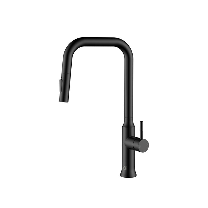 Single Handle Pull Down Sprayer Kitchen Faucet In Matte Black - View 3 - Joshua Marshal