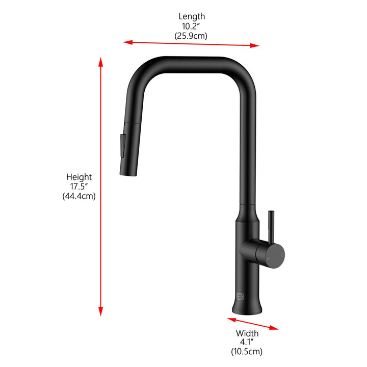 Single Handle Pull Down Sprayer Kitchen Faucet In Matte Black - View 5 - Joshua Marshal