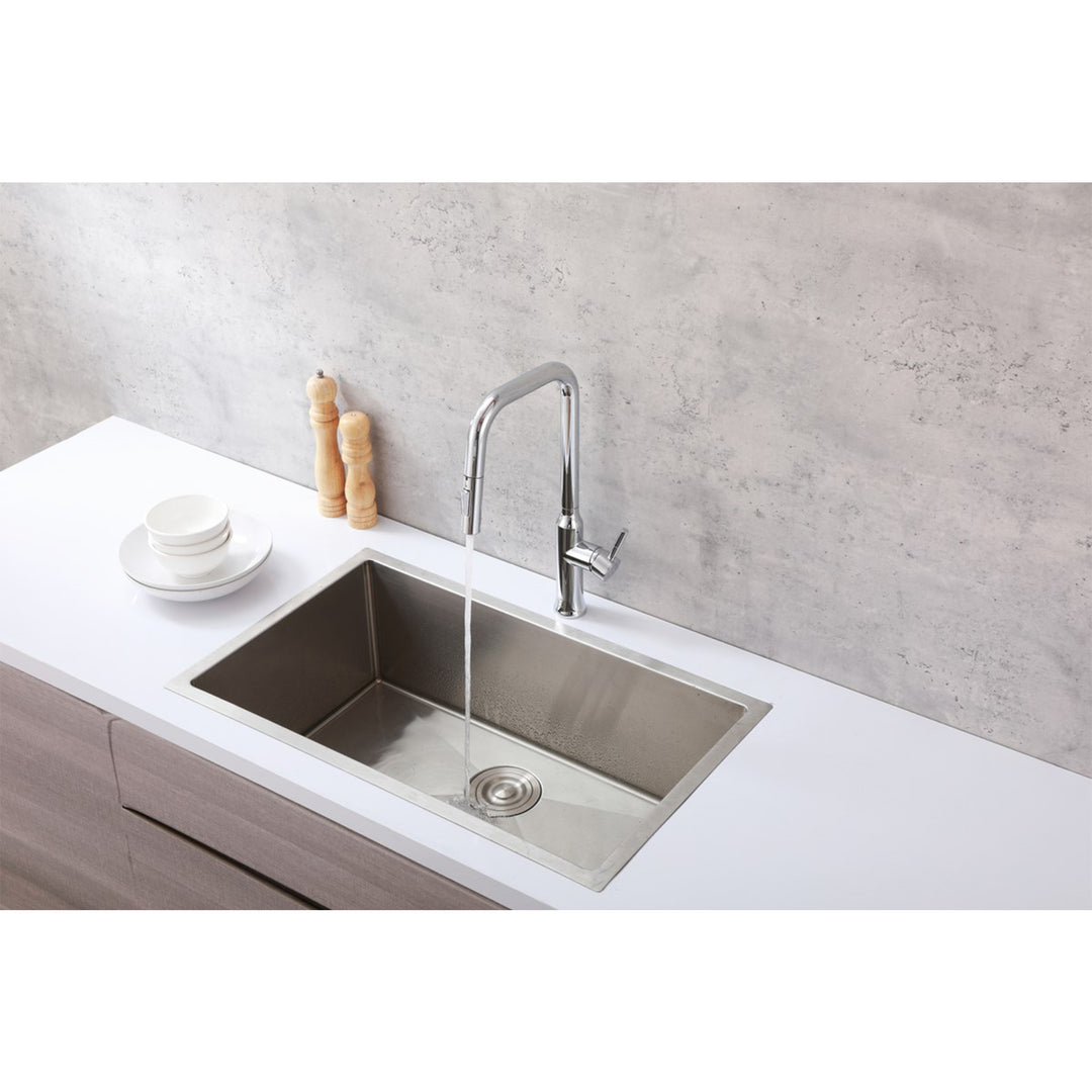 Single Handle Pull Down Sprayer Kitchen Faucet In Chrome - View 2 - Joshua Marshal