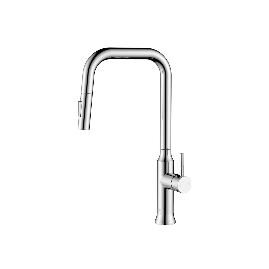Single Handle Pull Down Sprayer Kitchen Faucet In Chrome - View 3 - Joshua Marshal