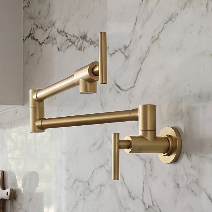Wall Mounted Pot Filler In Brushed Gold Brushed Gold Finish - KITCHEN & BATH by Joshua Marshal
