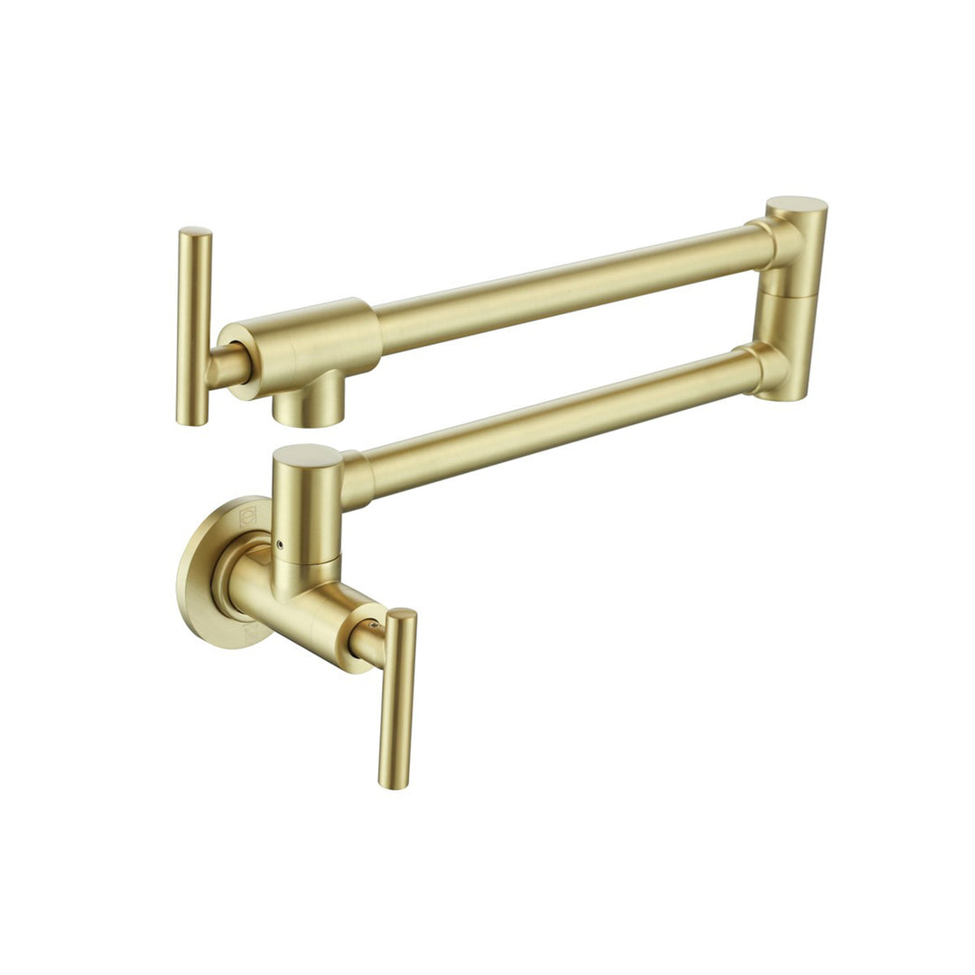 Wall Mounted Pot Filler In Brushed Gold - View 3 - Joshua Marshal