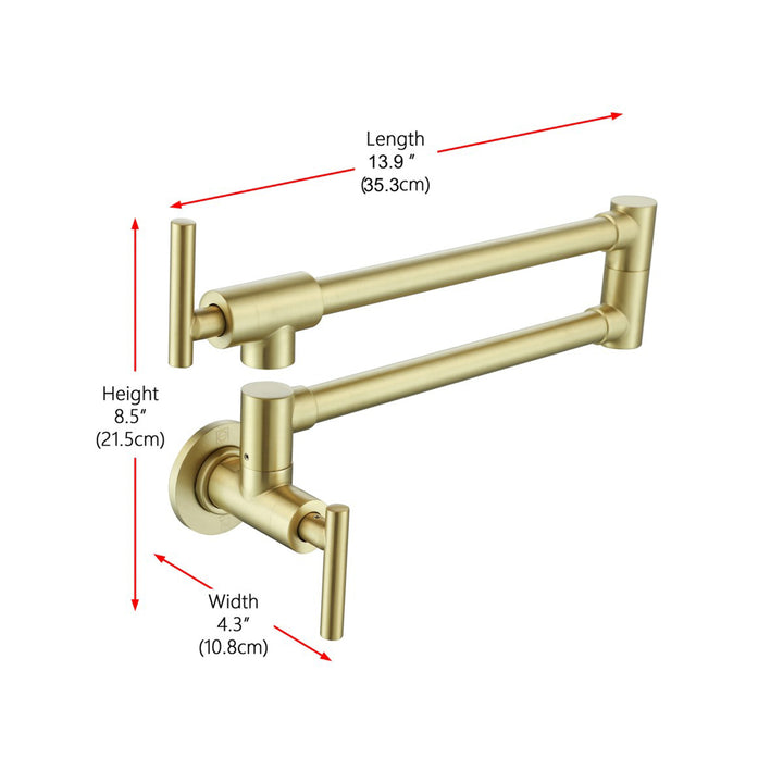 Wall Mounted Pot Filler In Brushed Gold - View 4 - Joshua Marshal