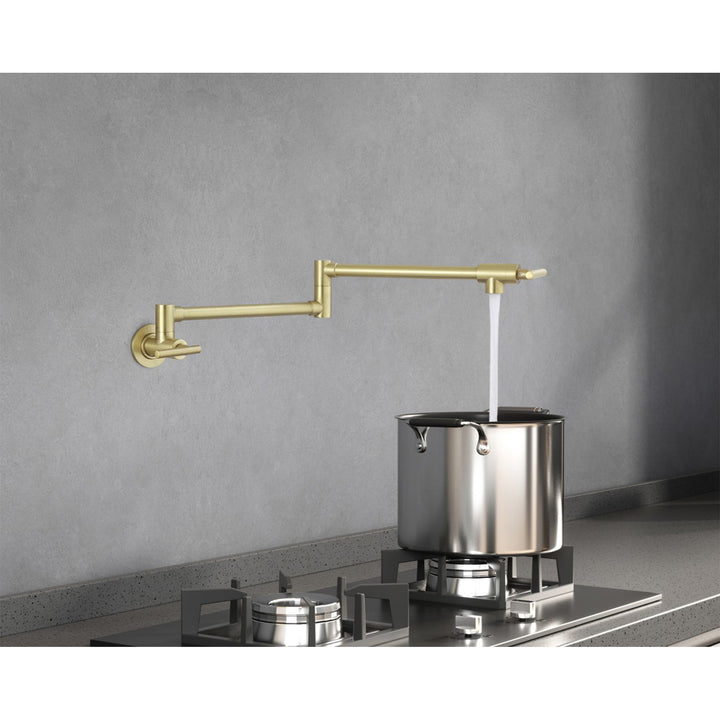 Wall Mounted Pot Filler In Brushed Gold - View 6 - Joshua Marshal