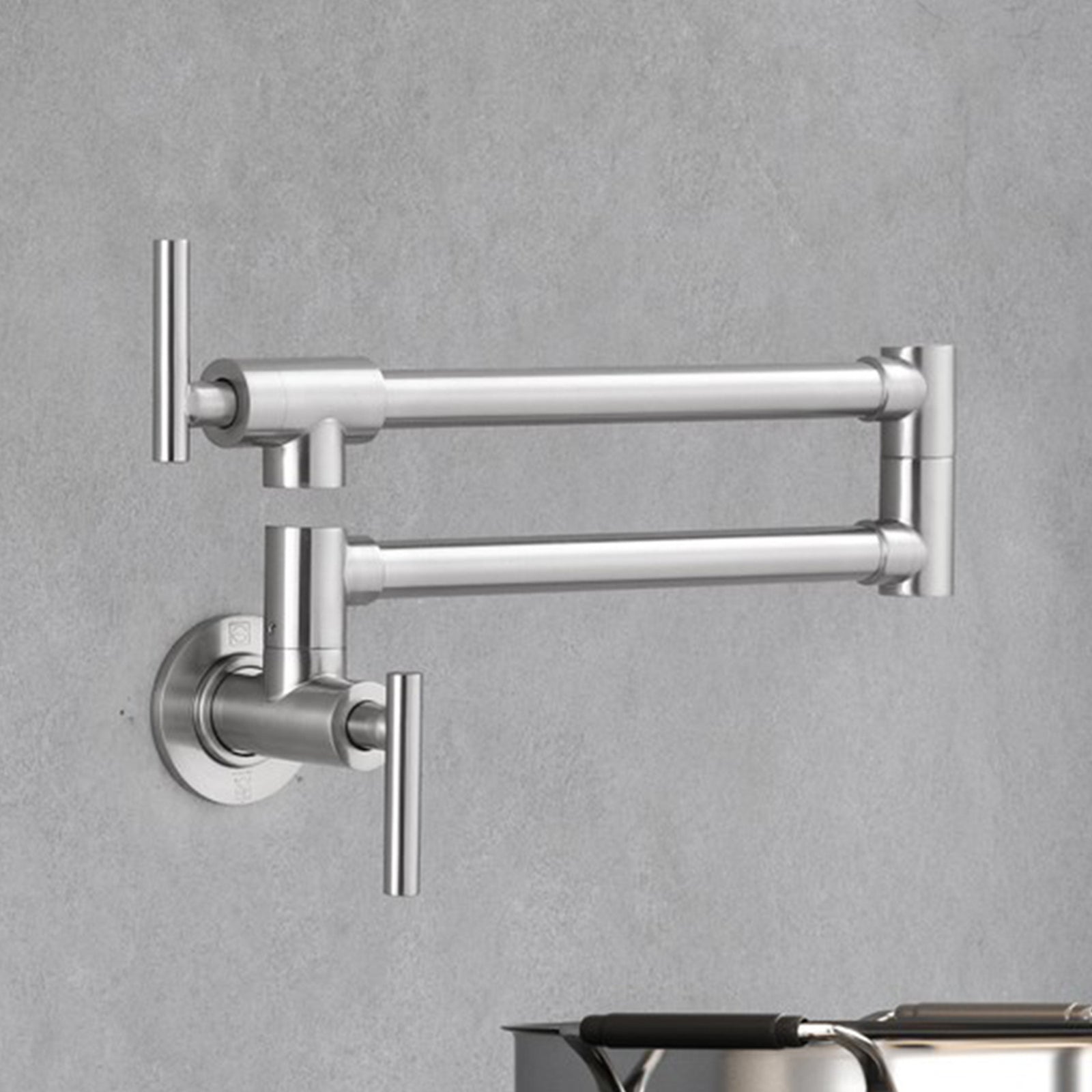Wall Mounted Pot Filler In Brushed Nickel Brushed Nickel Finish - KITCHEN & BATH by Joshua Marshal