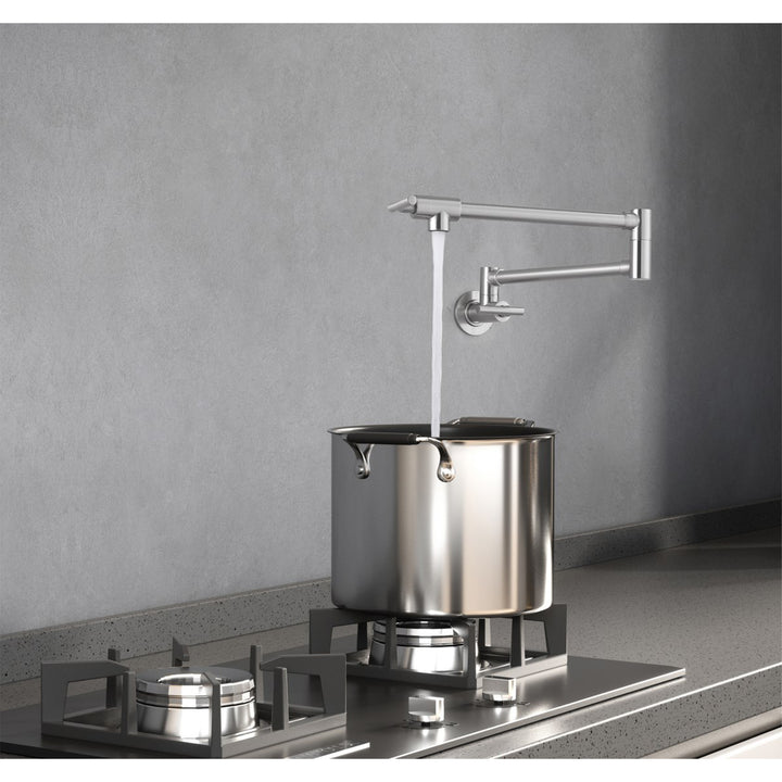 Wall Mounted Pot Filler In Brushed Nickel - View 2 - Joshua Marshal