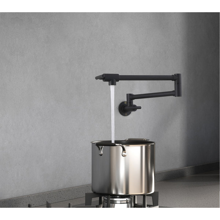 Wall Mounted Pot Filler In Matte Black - View 5 - Joshua Marshal