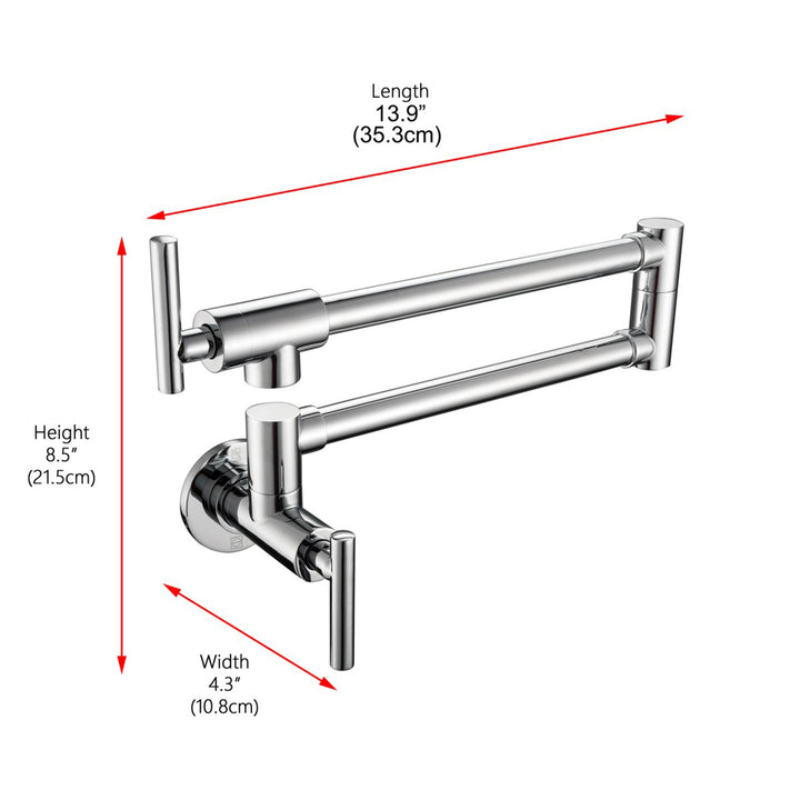 Wall Mounted Pot Filler In Chrome - View 6 - Joshua Marshal