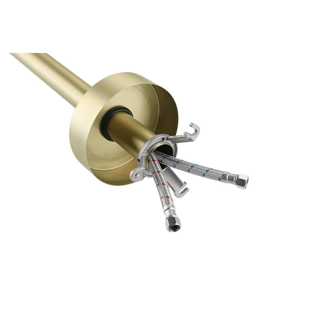 Floor Mounted Roman Tub Faucet With Handshower In Brushed Gold - View 5 - Joshua Marshal