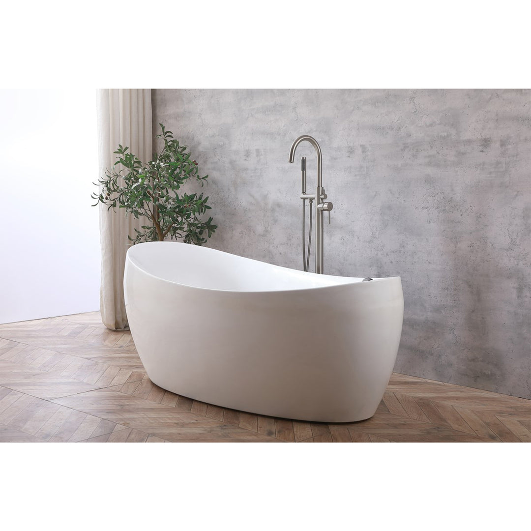 Floor Mounted Roman Tub Faucet With Handshower In Brushed Nickel - View 2 - Joshua Marshal