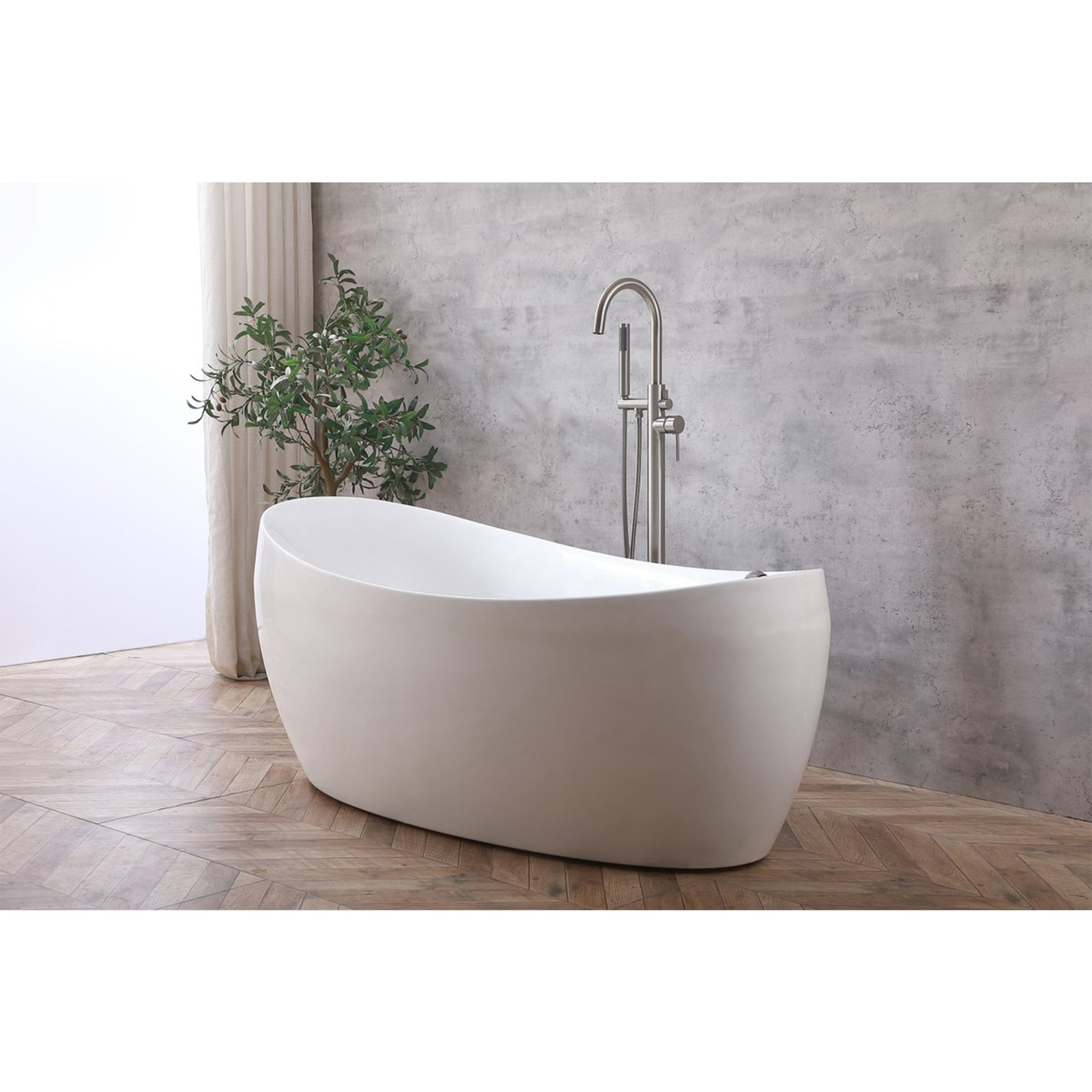Floor Mounted Roman Tub Faucet With Handshower In Brushed Nickel - View 2 - Joshua Marshal