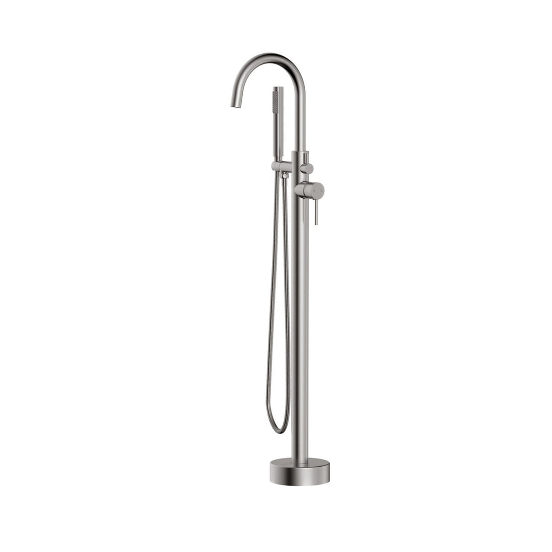 Floor Mounted Roman Tub Faucet With Handshower In Brushed Nickel - View 3 - Joshua Marshal