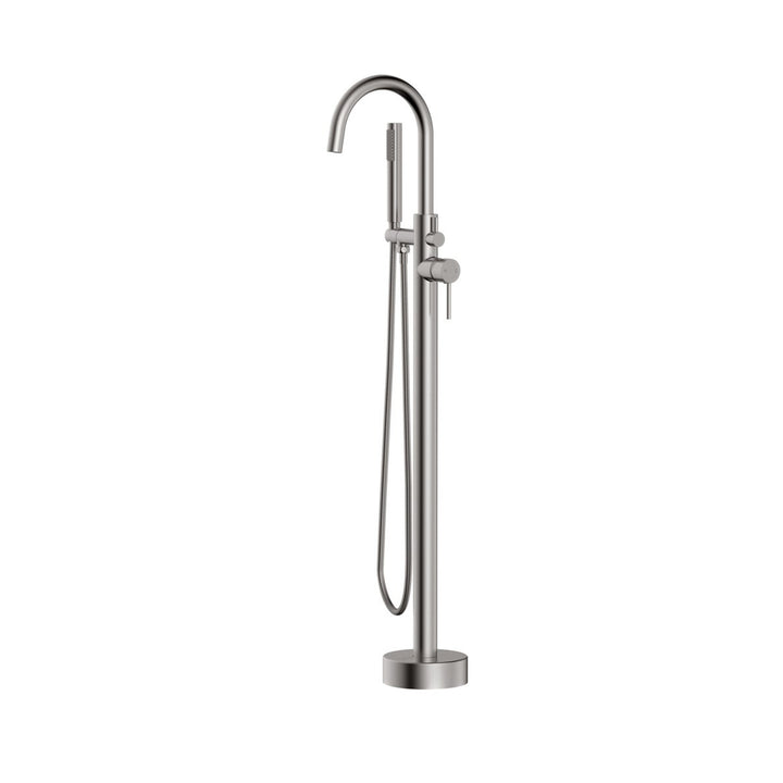 Floor Mounted Roman Tub Faucet With Handshower In Brushed Nickel - View 3 - Joshua Marshal