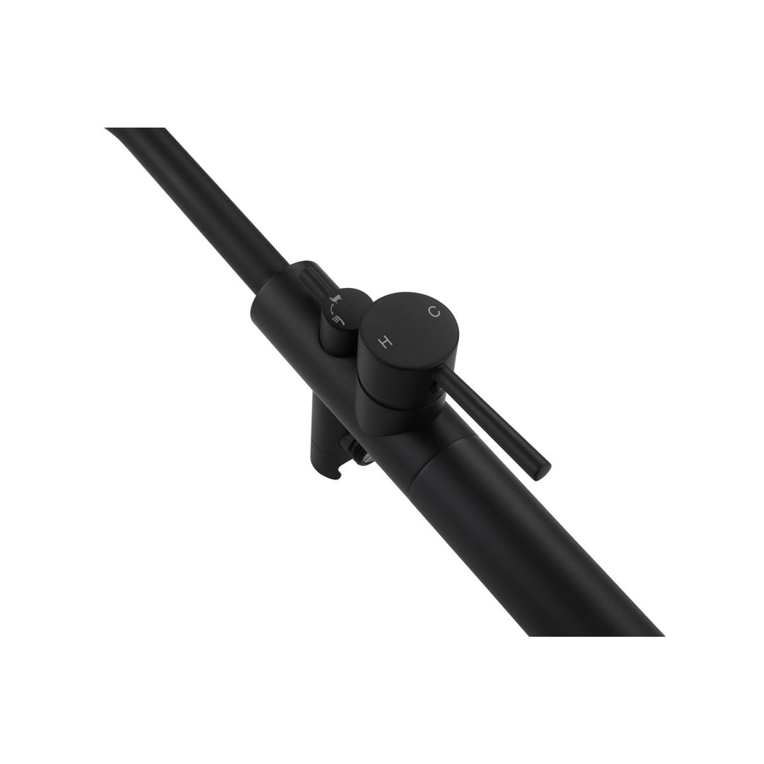 Floor Mounted Roman Tub Faucet With Handshower In Matte Black - View 4 - Joshua Marshal