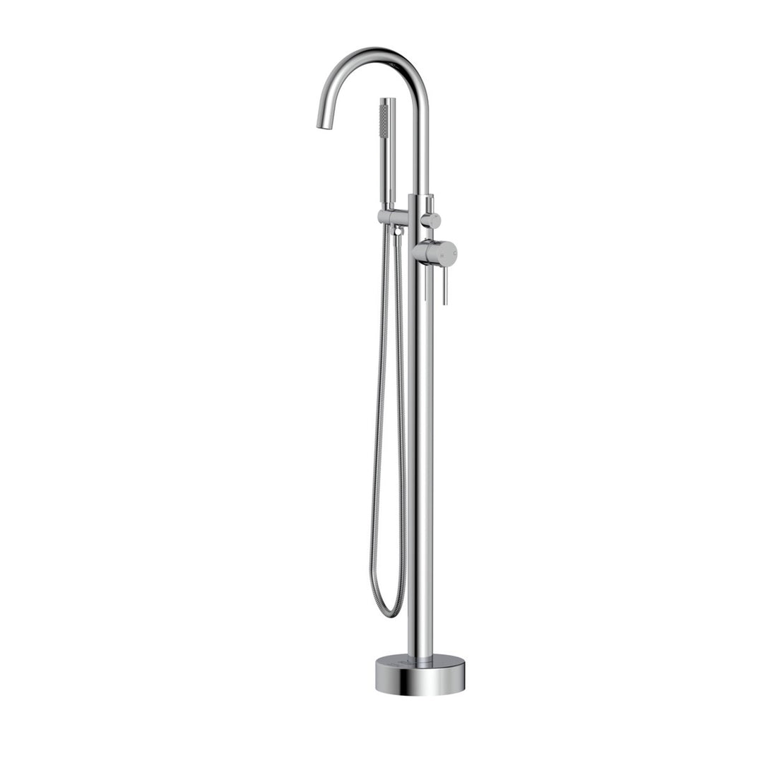 Floor Mounted Roman Tub Faucet With Handshower In Chrome - View 3 - Joshua Marshal