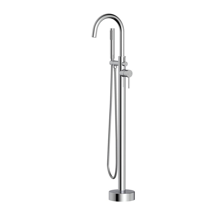 Floor Mounted Roman Tub Faucet With Handshower In Chrome - View 3 - Joshua Marshal