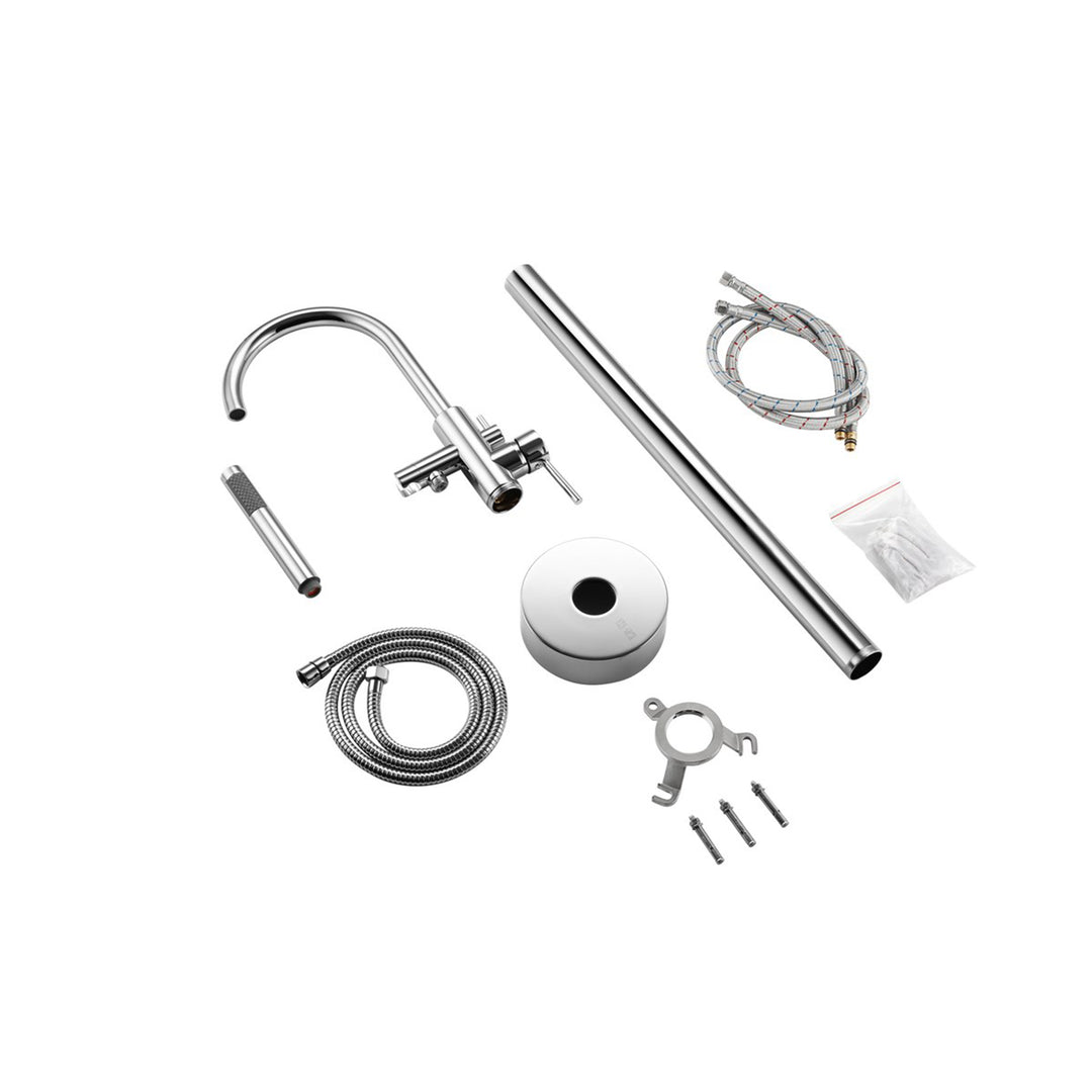 Floor Mounted Roman Tub Faucet With Handshower In Chrome - View 5 - Joshua Marshal