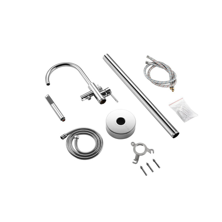 Floor Mounted Roman Tub Faucet With Handshower In Chrome - View 5 - Joshua Marshal