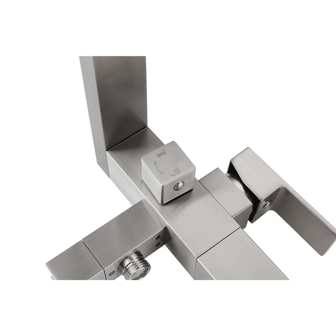 Floor Mounted Roman Tub Faucet With Handshower In Brushed Nickel - View 4 - Joshua Marshal