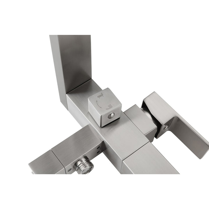 Floor Mounted Roman Tub Faucet With Handshower In Brushed Nickel - View 4 - Joshua Marshal
