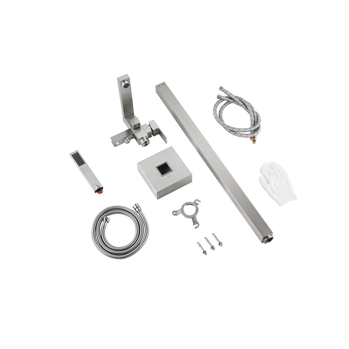 Floor Mounted Roman Tub Faucet With Handshower In Brushed Nickel - View 5 - Joshua Marshal