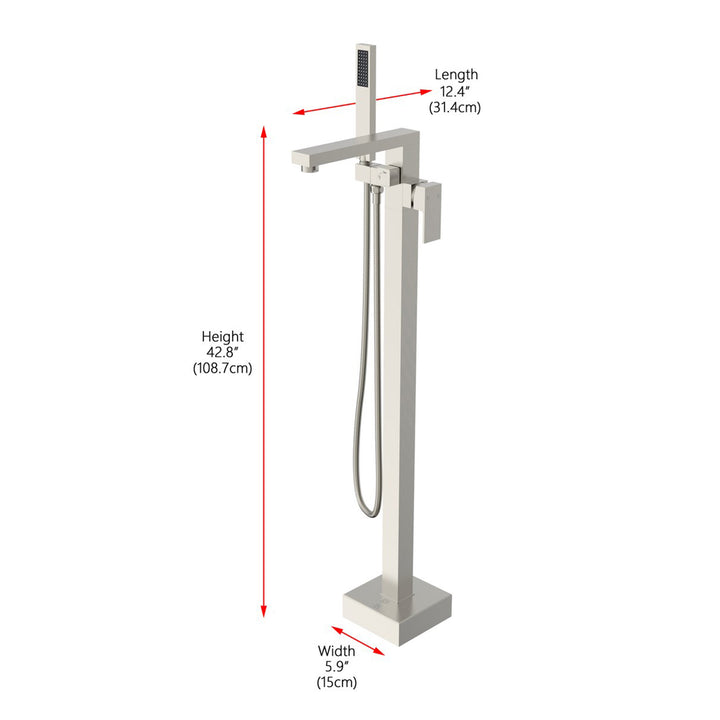 Floor Mounted Roman Tub Faucet With Handshower In Brushed Nickel - View 6 - Joshua Marshal