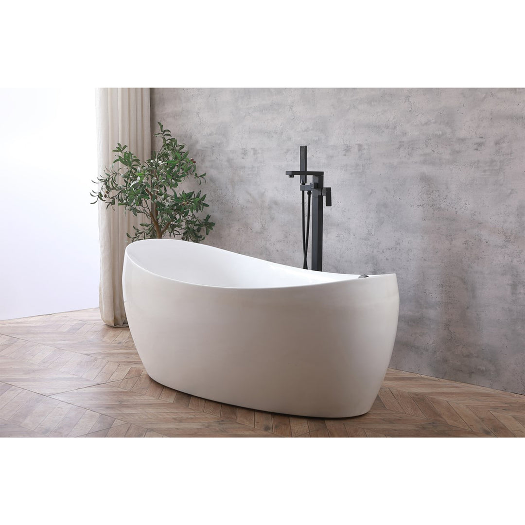Floor Mounted Roman Tub Faucet With Handshower In Matte Black - View 2 - Joshua Marshal