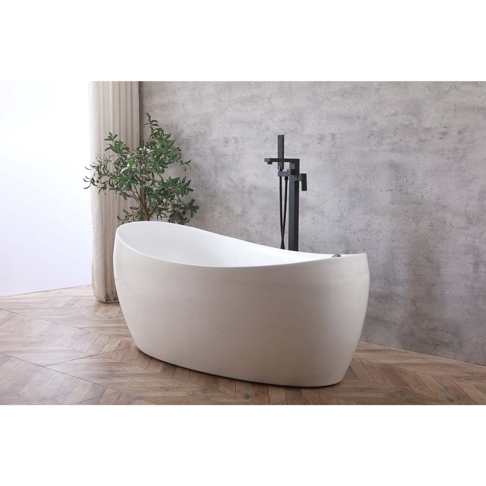 Floor Mounted Roman Tub Faucet With Handshower In Matte Black - View 2 - Joshua Marshal