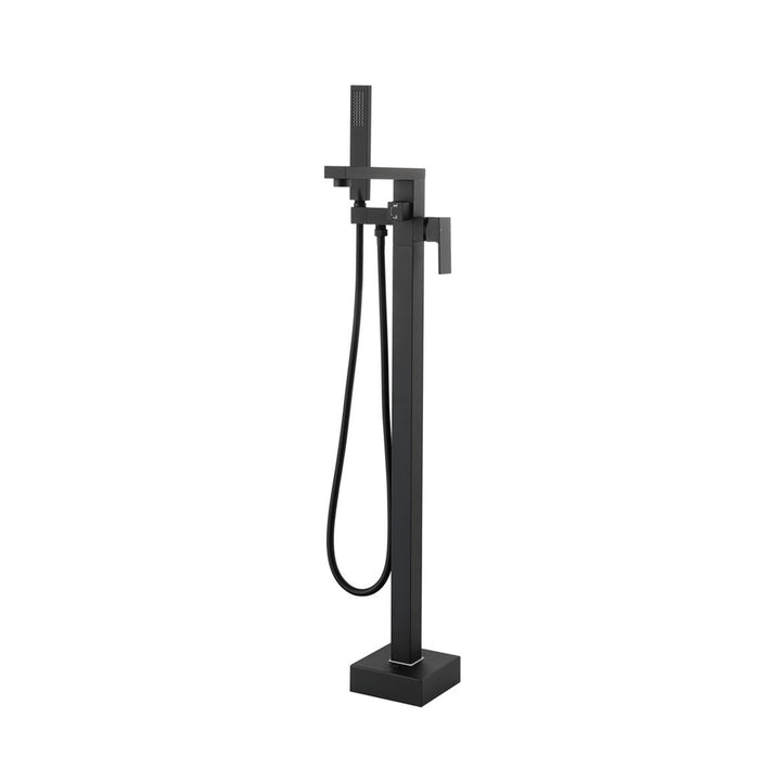 Floor Mounted Roman Tub Faucet With Handshower In Matte Black - View 3 - Joshua Marshal