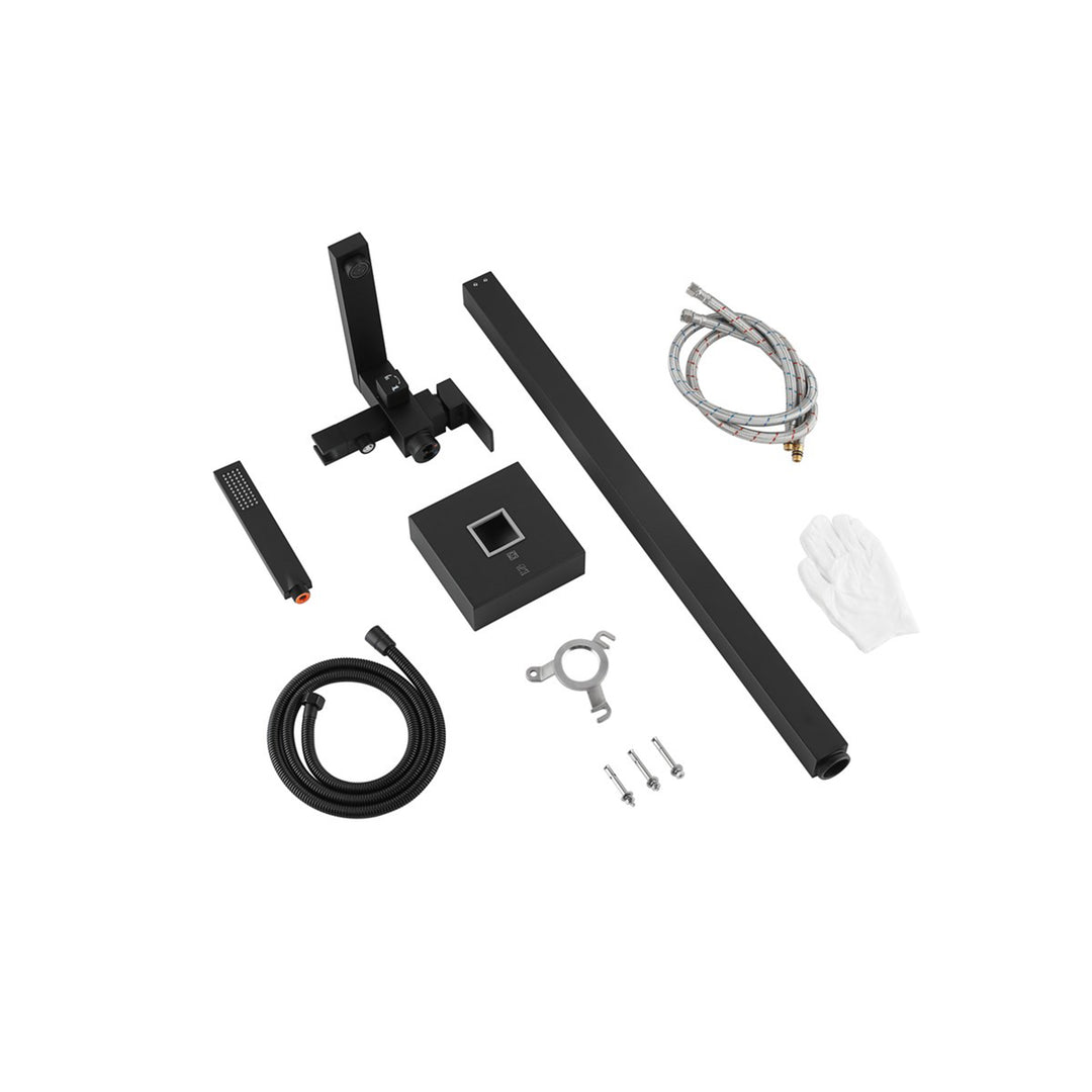 Floor Mounted Roman Tub Faucet With Handshower In Matte Black - View 4 - Joshua Marshal