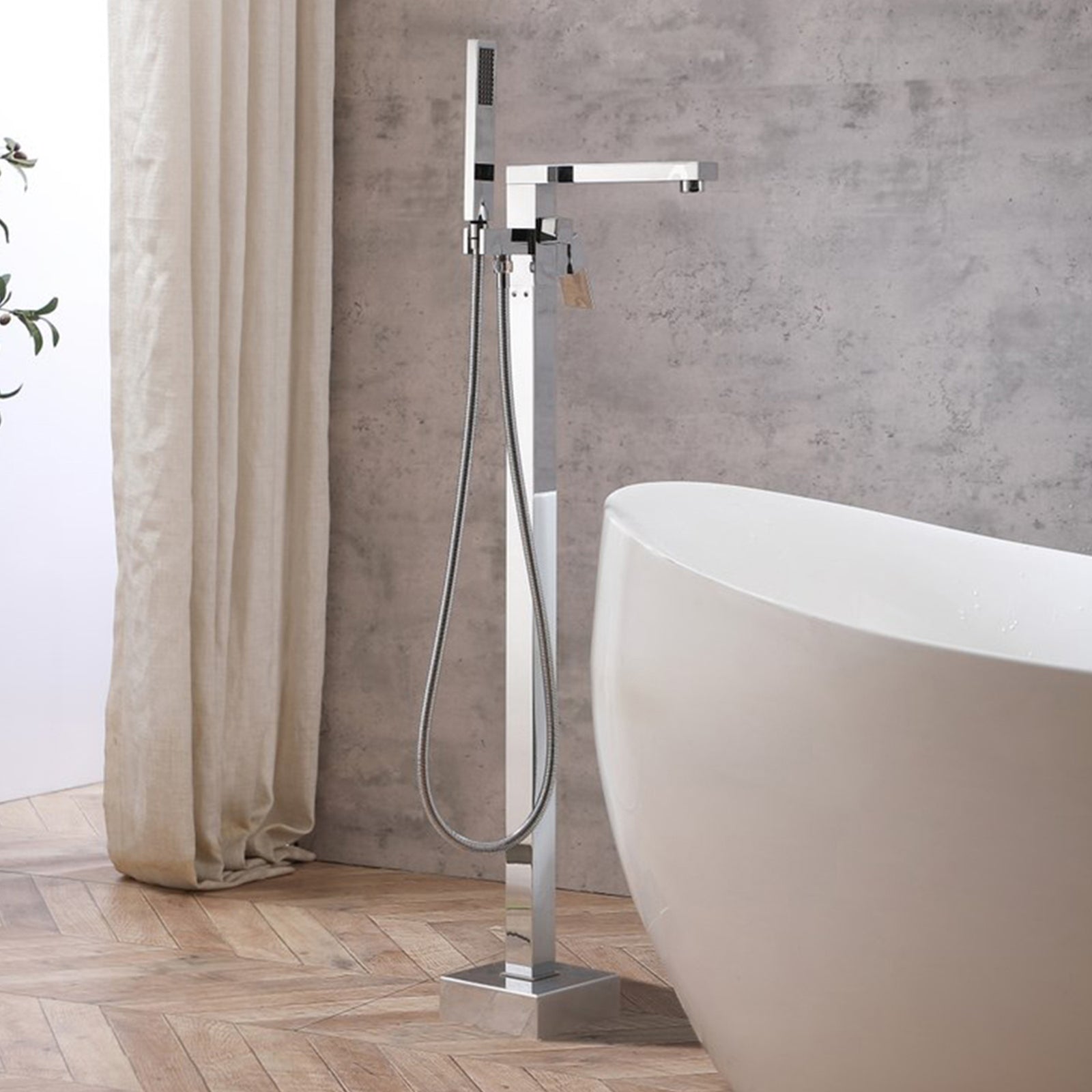 Floor Mounted Roman Tub Faucet With Handshower In Chrome Chrome Finish - KITCHEN & BATH by Joshua Marshal