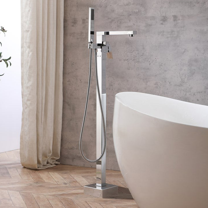Floor Mounted Roman Tub Faucet With Handshower In Chrome Chrome Finish - KITCHEN & BATH by Joshua Marshal