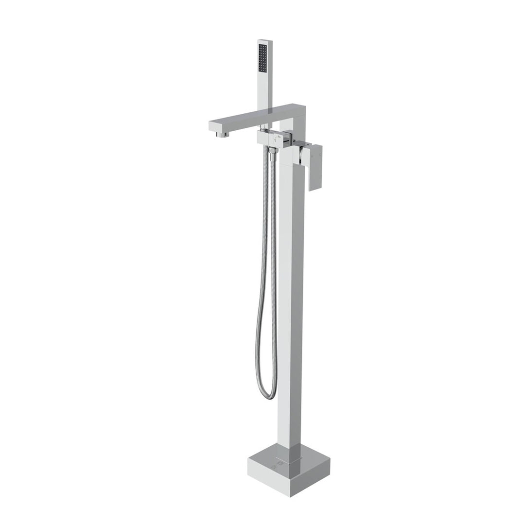 Floor Mounted Roman Tub Faucet With Handshower In Chrome - View 3 - Joshua Marshal