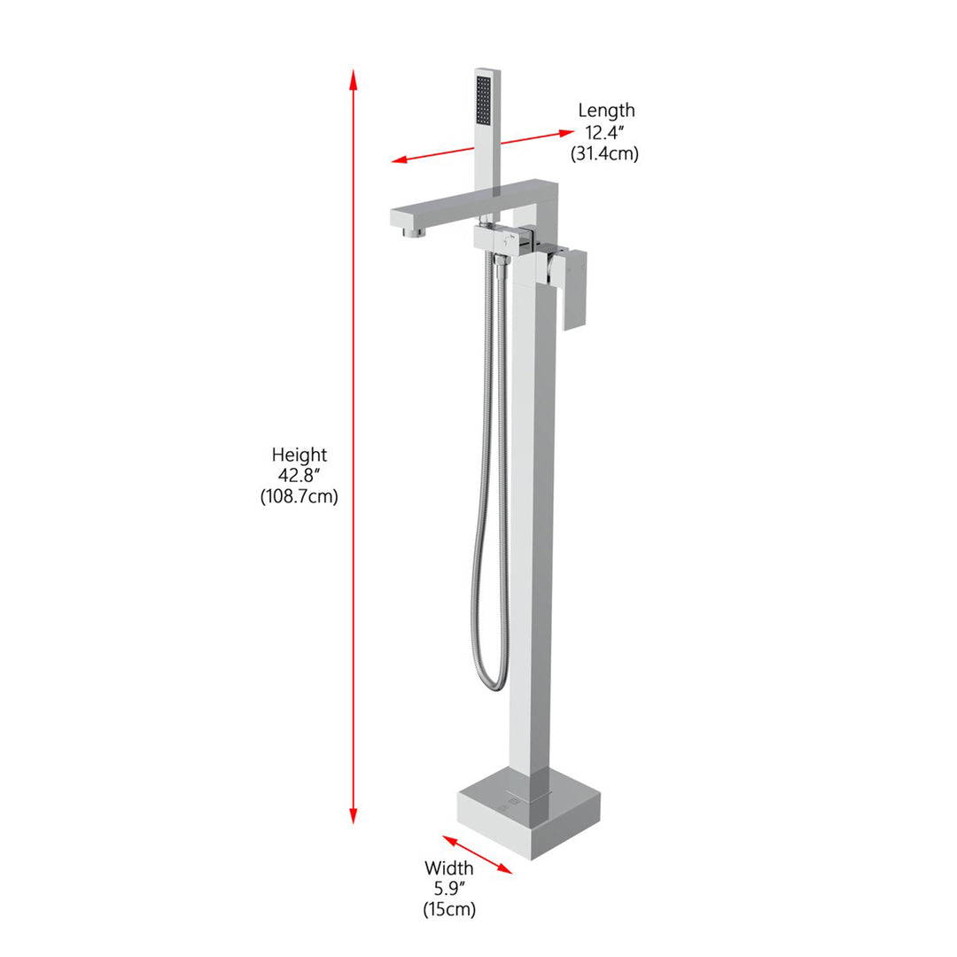 Floor Mounted Roman Tub Faucet With Handshower In Chrome - View 5 - Joshua Marshal