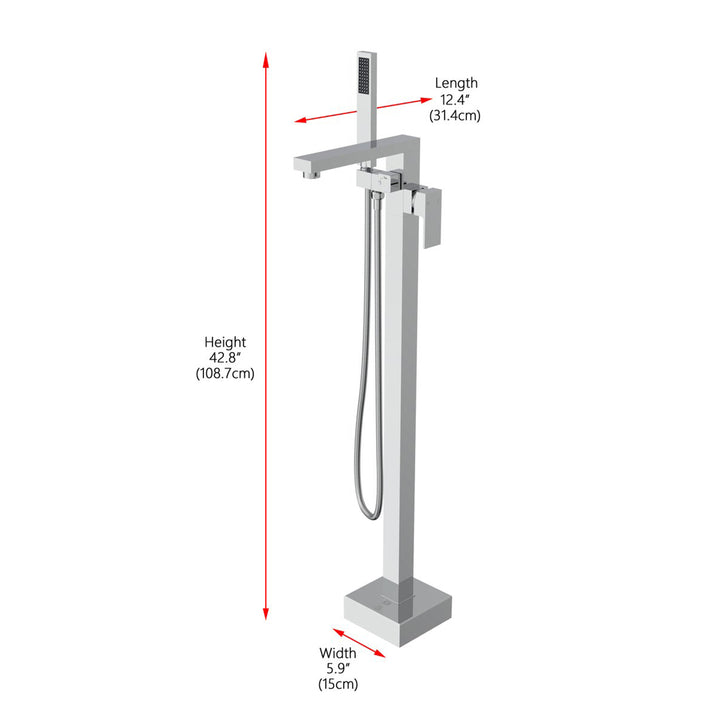 Floor Mounted Roman Tub Faucet With Handshower In Chrome - View 5 - Joshua Marshal