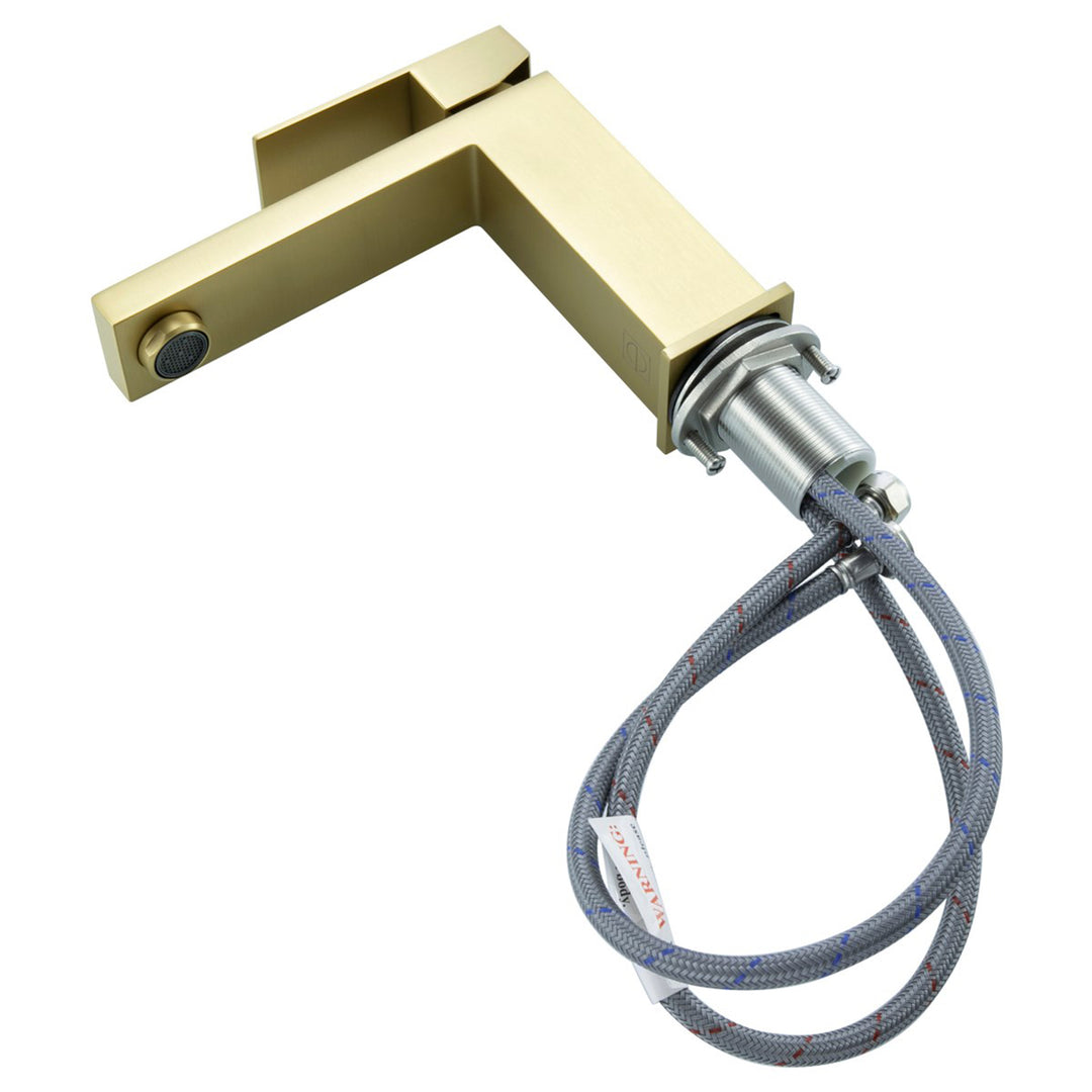 Single Hole Single Handle Bathroom Faucet In Brushed Gold - View 4 - Joshua Marshal