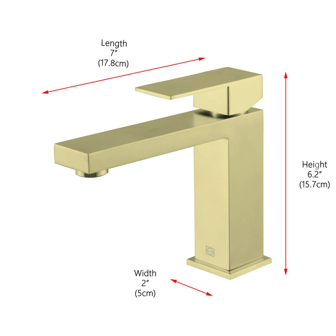 Single Hole Single Handle Bathroom Faucet In Brushed Gold - View 5 - Joshua Marshal