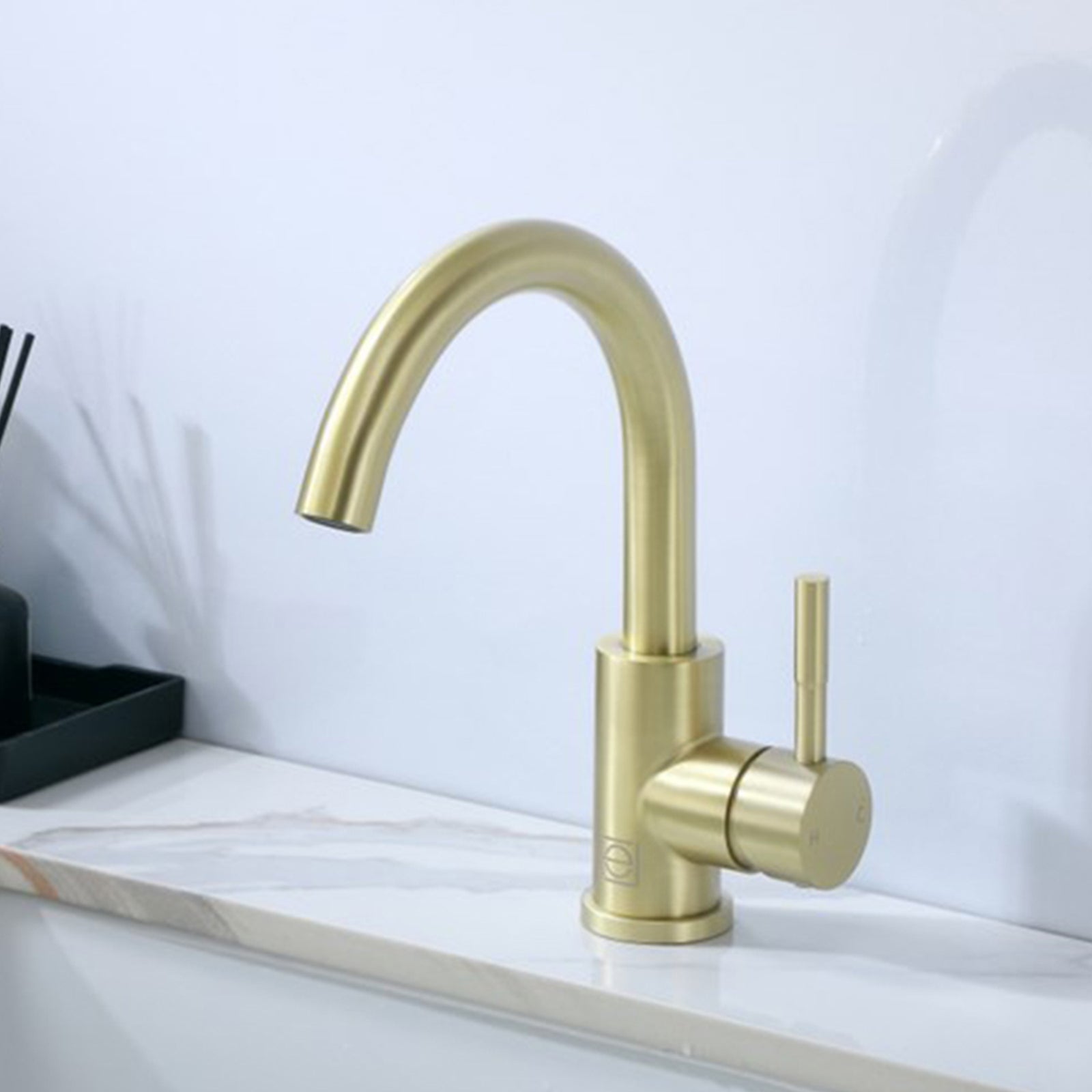 Single Hole Single Handle Bathroom Faucet In Brushed Gold Brushed Gold Finish - KITCHEN & BATH by Joshua Marshal