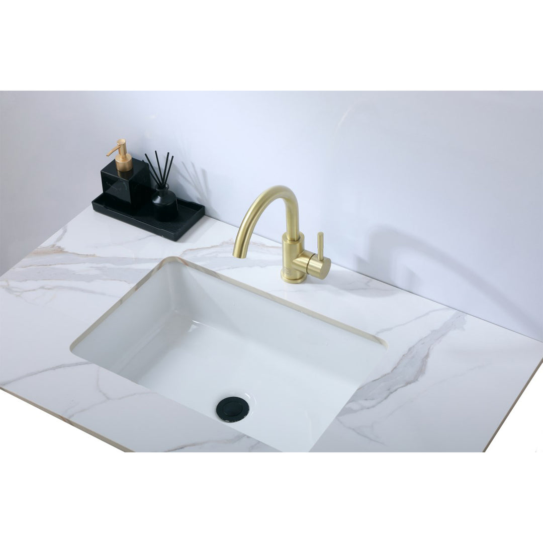 Single Hole Single Handle Bathroom Faucet In Brushed Gold - View 2 - Joshua Marshal