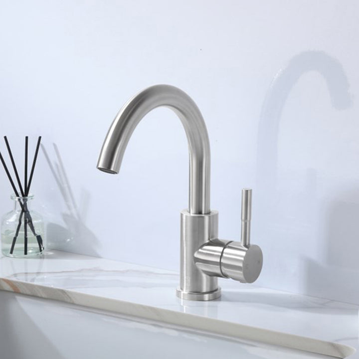 Single Hole Single Handle Bathroom Faucet In Brushed Nickel Brushed Nickel Finish - KITCHEN & BATH by Joshua Marshal