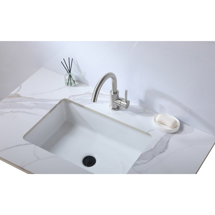 Single Hole Single Handle Bathroom Faucet In Brushed Nickel - View 2 - Joshua Marshal