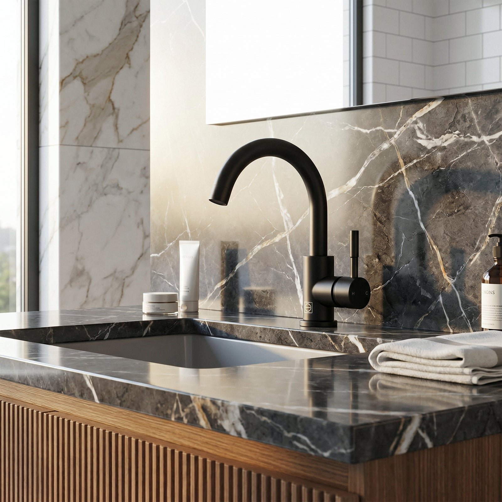 Single Hole Single Handle Bathroom Faucet In Matte Black - View 2 - Joshua Marshal