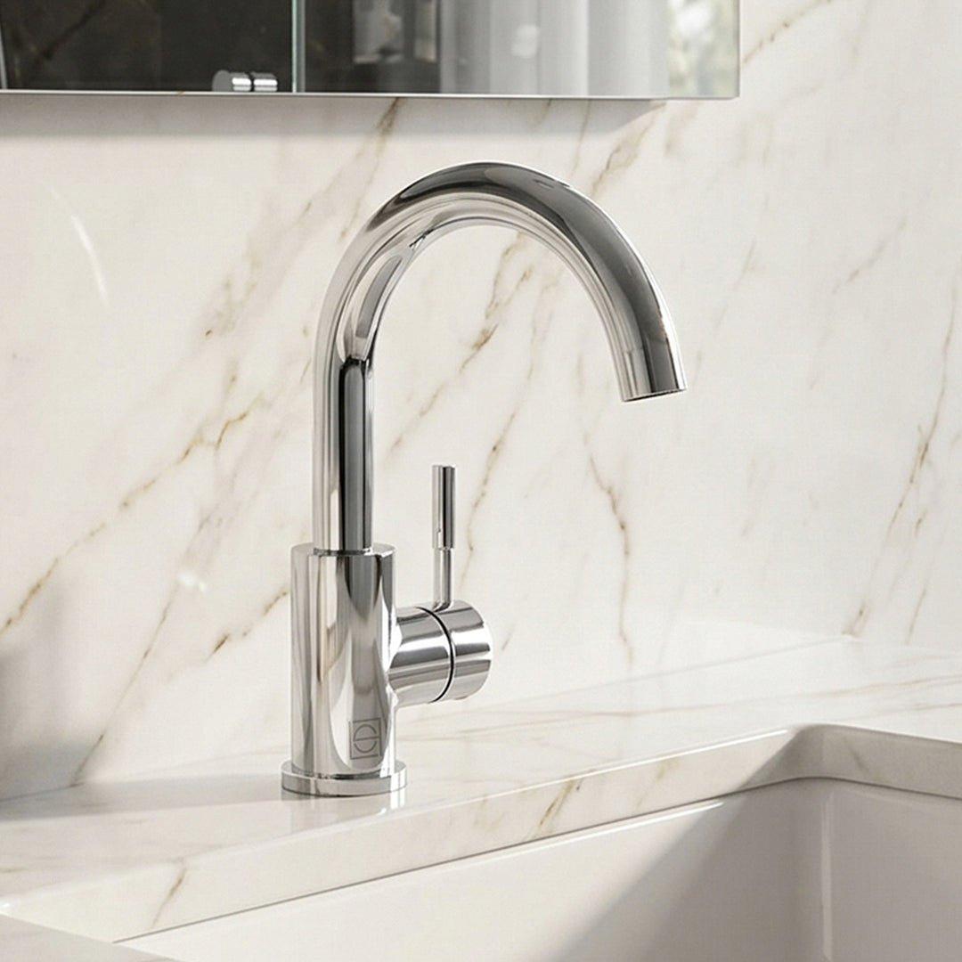 Single Hole Single Handle Bathroom Faucet In Chrome Chrome Finish - KITCHEN & BATH by Joshua Marshal