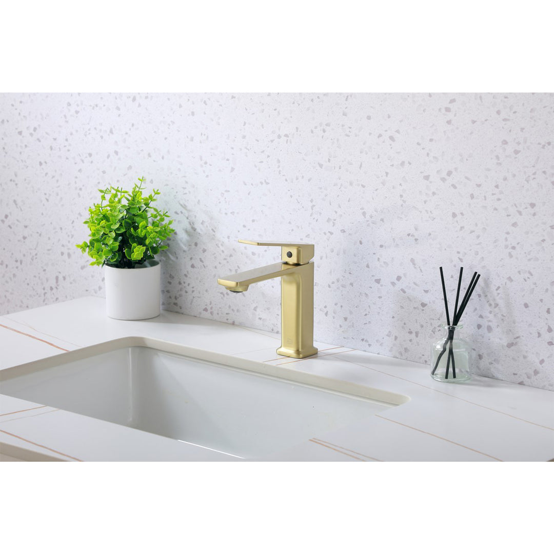 Single Hole Single Handle Bathroom Faucet In Brushed Gold - View 3 - Joshua Marshal